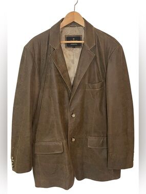 Allen Edmonds Jacket Blazer Men’s Large Brown 100% Natural Leather Suede Lined